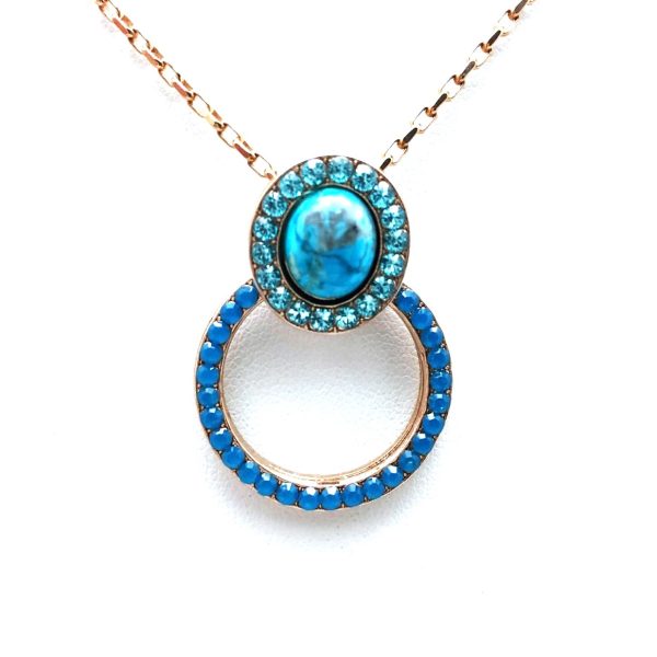 Mariana Necklace Pendant Exquisite Turq Mineral & Blues Swarovski Crystals Africa Coll.