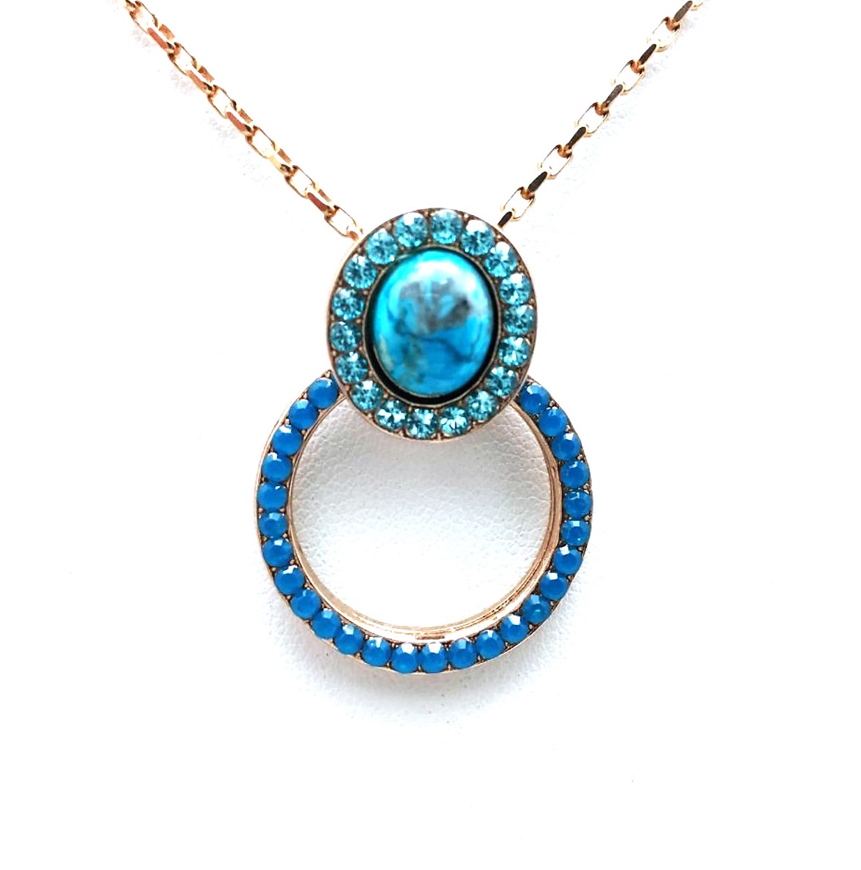 N-5030-1-M1082-RG (2) Mariana Necklace Pendant Exquisite Turq Mineral & Blues Swarovski Crystals Africa Coll. - Image 1