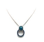 Mariana Necklace Pendant Exquisite Turq Mineral & Blues Swarovski Crystals Africa Coll. - Image 2
