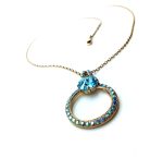 Mariana Necklace Pendant Fab Aquamarine & AB Swarovski Crystals My Treasures Coll. - Image 3