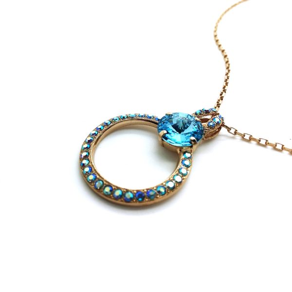 Mariana Necklace Pendant Fab Aquamarine & AB Swarovski Crystals My Treasures Coll.