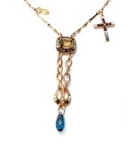 Necklace Pendant By Mariana Woman Topaz and Champagne Swarovski Crystals