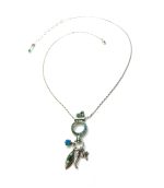 Necklace Pendant By Mariana Woman Fern Green and Opal Swarovski Crystals - Image 3