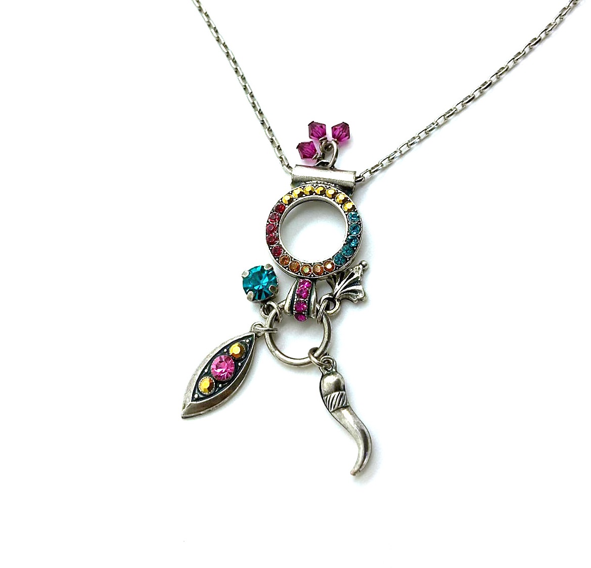 N-5046-1330-SP (3) Necklace Pendant By Mariana Woman Detailed Multi Color Swarovski Crystals - Image 1