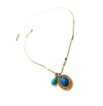 Mariana Necklace Pendant Timeless Turquoise Mineral & Amber Austrian Crystals East Meets West Coll. - Image 3