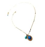 Mariana Necklace Pendant Timeless Turquoise Mineral & Amber Austrian Crystals East Meets West Coll. - Image 2