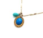 Mariana Necklace Pendant Timeless Turquoise Mineral & Amber Austrian Crystals East Meets West Coll.