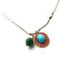 Mariana Necklace Pendant Turq & Syn Azurite Minerals with Hyacinth Swarovski Crystals My Treasures Coll. - Image 2
