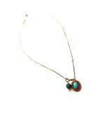 Mariana Necklace Pendant Turq & Syn Azurite Minerals with Hyacinth Swarovski Crystals My Treasures Coll. - Image 3