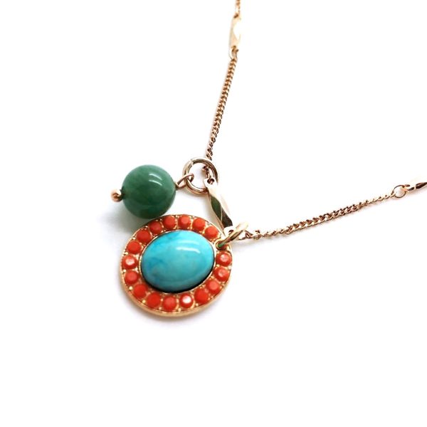 Mariana Necklace Pendant Turq & Syn Azurite Minerals with Hyacinth Swarovski Crystals My Treasures Coll.