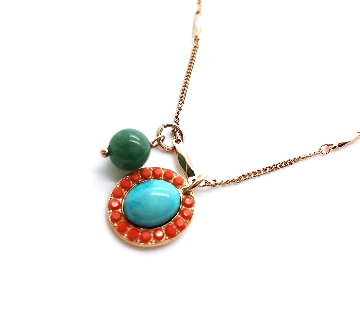 N-5048-M333-RG (3) Mariana Necklace Pendant Turq & Syn Azurite Minerals with Hyacinth Swarovski Crystals My Treasures Coll. - Image 1