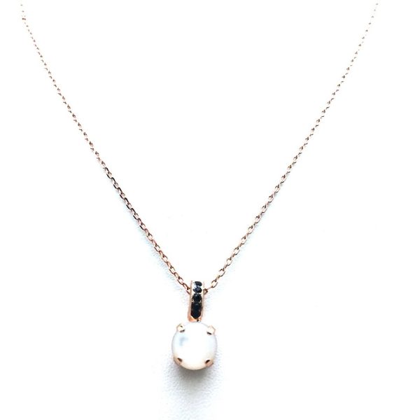 Mariana Necklace Pendant Cute White Shell Mineral & Jet Swarovski Crystal Africa Coll.