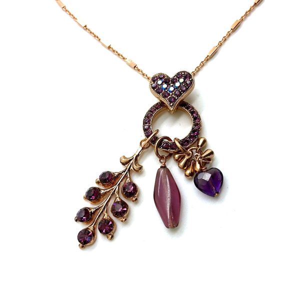 Mariana Necklace Pendant Heart Vine Amethyst Austrian Crystals My Treasures Coll.