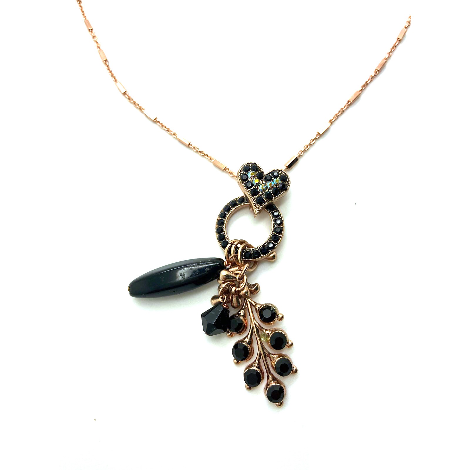 N-5069-280-RG (2) Mariana Necklace Pendant Finely Detailed Jet & AB Swarovski Crystals My Treasures Coll. - Image 1