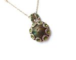 Necklace Pendant By Mariana Woman Rhyolite Mineral and Peridot Swarovski Crystals
