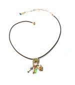 Mariana Necklace Pendant Elephant Shaped & Greens Swarovski Crystals Silk Road Coll. - Image 3