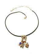 Mariana Necklace Pendant Elephant Shaped & Whites Austrian Crystals Silk Road Coll. - Image 3