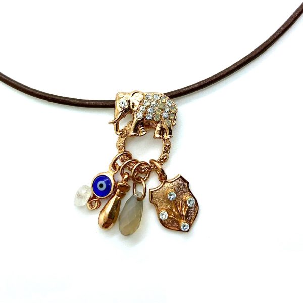 Mariana Necklace Pendant Elephant Shaped & Whites Austrian Crystals Silk Road Coll.