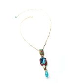 Mariana Necklace Pendant Timeless Pinks & Blues Swarovski Crystals Cocktail  Hour Coll. - Image 3