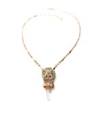 Necklace Pendant By Mariana Nirvana Coll. Floral Beaded Greens & Whites Austrian Crystals - Image 2