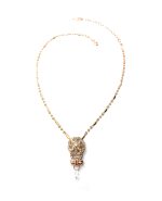 Necklace Pendant By Mariana Nirvana Coll. Floral Beaded Greens & Whites Austrian Crystals - Image 3
