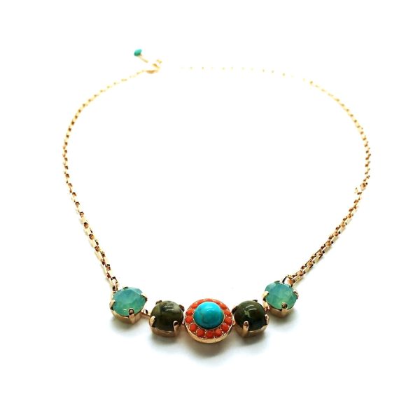 Mariana Necklace Pendant Turq, Jasper Mineral & Opal Swarovski Crystals My Treasures Coll.