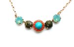 Mariana Necklace Pendant Turq, Jasper Mineral & Opal Swarovski Crystals My Treasures Coll. - Image 2