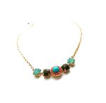 Mariana Necklace Pendant Turq, Jasper Mineral & Opal Swarovski Crystals My Treasures Coll. - Image 3