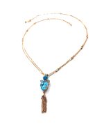 Mariana Necklace Pendant Alluring Blues Swarovski Crystals & Tassel Zambezi Africa Coll. - Image 2