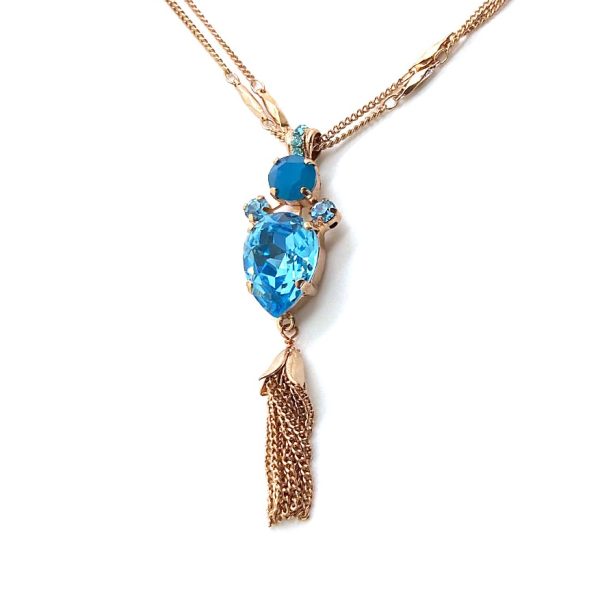 Mariana Necklace Pendant Alluring Blues Swarovski Crystals & Tassel Zambezi Africa Coll.