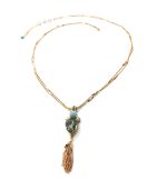 Mariana Necklace Pendant Turq Mineral, Clear & Blk Dia Swarovski Crystals Africa Coll. - Image 3
