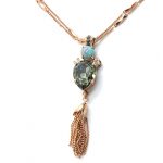 Mariana Necklace Pendant Turq Mineral, Clear & Blk Dia Swarovski Crystals Africa Coll.