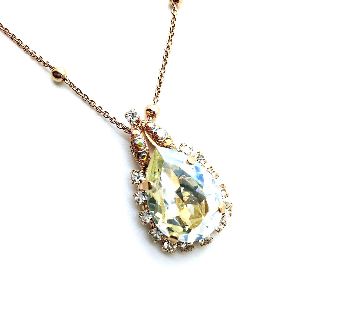 N-5098-8-1093-RG (3) Mariana Necklace Pendant Pear Shape Golden Shadow Swarovski Crystals Odyssey Coll. - Image 1