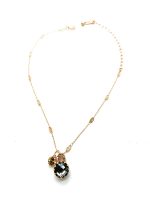 Necklace Pendant By Mariana My Treasures Coll. Faceted Black & Topaz Swarovski Crystals - Image 3