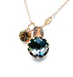 Necklace Pendant By Mariana My Treasures Coll. Faceted Black & Topaz Swarovski Crystals