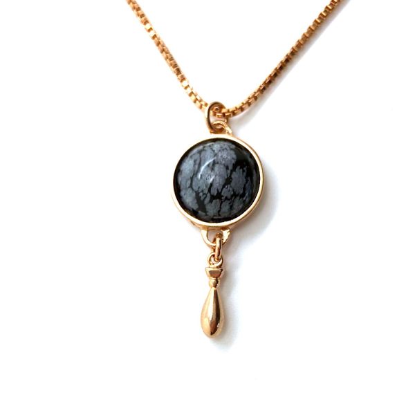 Mariana Necklace Pendant Flattering Snowflake Obsidian Mineral My Treasures Coll.