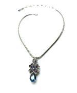 Mariana Necklace Pendant Floral Purple & Blue Swarovski Crystals Paradise Coll. - Image 2