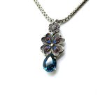 Mariana Necklace Pendant Floral Purple & Blue Swarovski Crystals Paradise Coll.
