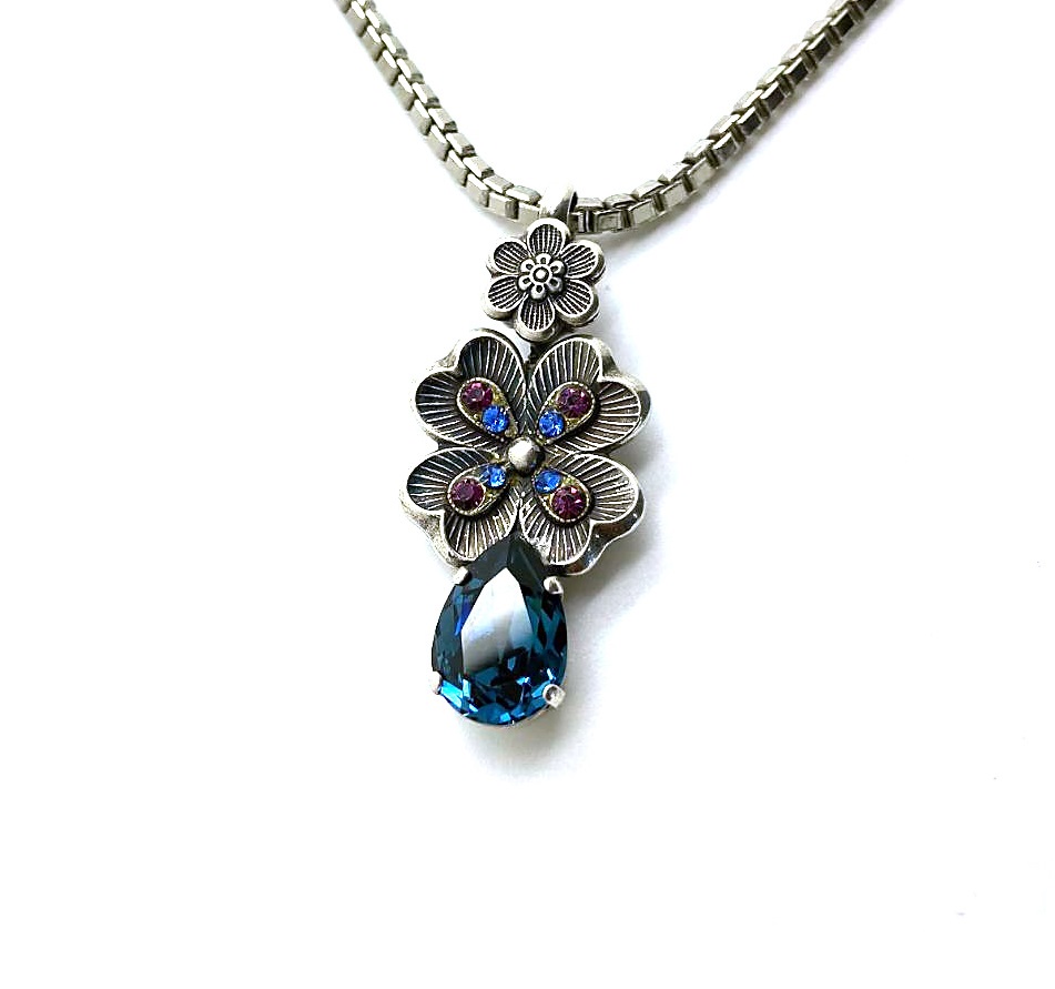 N-5140-3101-SP (3) Mariana Necklace Pendant Floral Purple & Blue Swarovski Crystals Paradise Coll. - Image 1