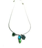 Mariana Necklace Pendant Green Aventurine Mineral & Blues Swarovski Crystals Cocktail Hour Coll. - Image 2