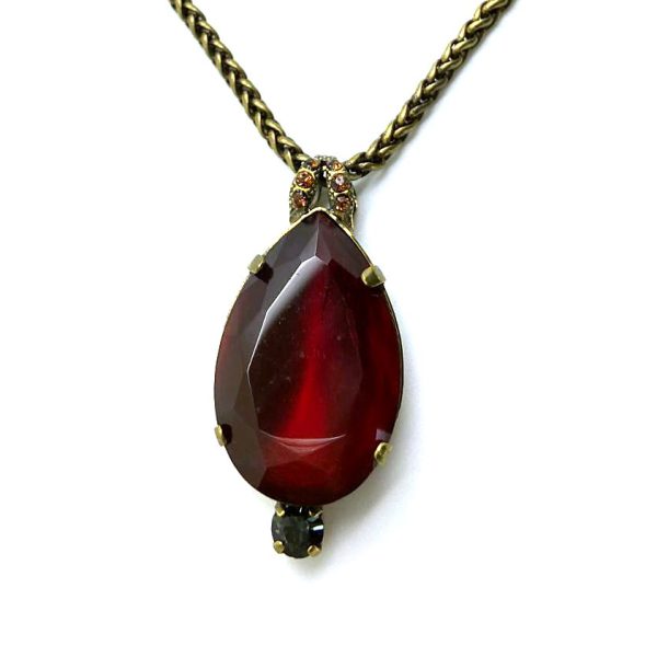Mariana Necklace Pendant Pear Shaped Ruby & Jet Swarovski Crystals Paradise Coll.