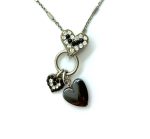 Mariana Necklace Pendant Triple Heart Black & Clear Austrian Crystals Sweet Summer Coll.