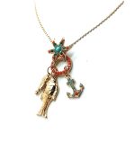 Necklace Pendant By Mariana Woman Turquoise and Orange Swarovski Crystals