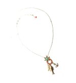 Necklace Pendant By Mariana Woman Turquoise and Orange Swarovski Crystals - Image 3