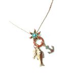 Necklace Pendant By Mariana Woman Turquoise and Orange Swarovski Crystals - Image 2