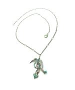 Mariana Necklace Pendant Bird & Charms in Greens Swarovski Crystals Ambrosia Coll. - Image 2