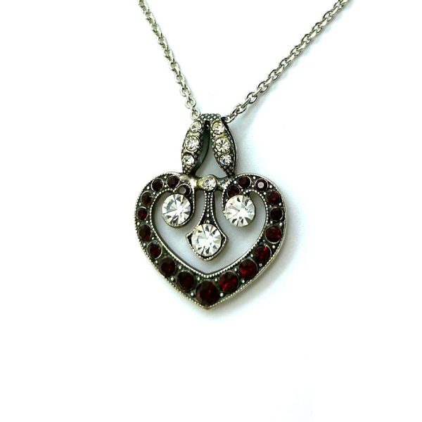 Mariana Necklace Pendant Heart Shaped Siam & Clear Austrian Crystals My Treasures Coll.
