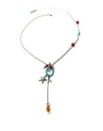 Mariana Necklace Pendant Bird Charms Red, Blue & Amber Swarovski Crystals Gypsy Soul	 Coll." - Image 3