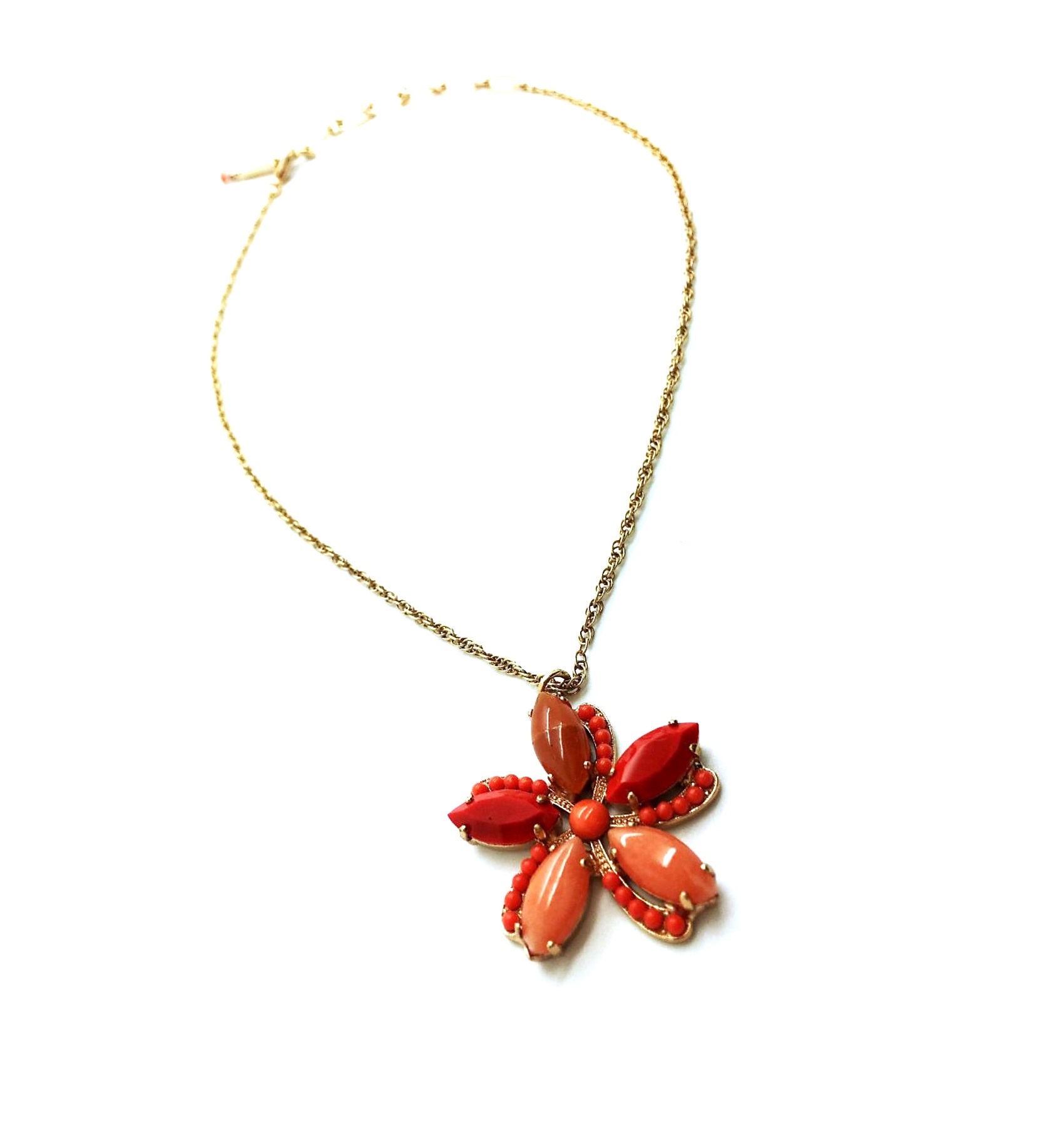 N-5224-M1202-RG (1) Necklace Pendant By Mariana Woman Beautiful Flower Shaped Coral Mineral - Image 1