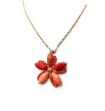 Necklace Pendant By Mariana Woman Beautiful Flower Shaped Coral Mineral - Image 2